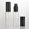 高品質の30mlガラス香水ボトルクリアガラススプレーボトル30 mlの空のフレグランスパッケージボトルブラックシルバーゴールドキャップlx1375