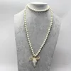 Pendant Necklaces Unique Ethnic Necklace Long Knotted Stone Beads Ox Horn Women Fashion Jewelry Neck Chain 264E