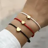 Braccialetti con ciondoli Cuore classico in acciaio inossidabile Bracciale donna Moda Corda intrecciata regolabile colorata per regalo di gioielli