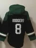 Team Football Pullover Hoodie Rodgers 8 Gardner 1 Hall 20 Namath 12 Wilson 17 Hoody Fans Tops Size S-XXXL Green Color