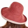 Wide Brim Hats Women's Seasons Double Sided Fisherman Bucket Hat Sun Shaded Large Brim Stripe Fashion Cap R230607