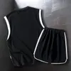 Men's Suits Blazers 2-piece men's casual sportswear summer short sleeved set men's sleeveless sportswear men's clothing