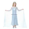 Enfants au détail vêtements de créateurs de luxe filles robes reine des neiges robe de princesse à paillettes avec cape longue robe de soirée vêtements pour enfants