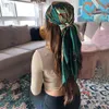 Sarongs İpek Accan Kadın Lüks Marka Yaz Moda Tasarımcısı Head Hair Scarf 9090cm Hijab Bandana Cheveux Foulard Femme 90x90cm 230605