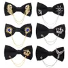 Neck Ties Men Black Bowtie Metal Decoratio Bow Tie For Women Uniform Collar Butterf Bowknot Adult Suit Cravats Male Bowties 230605