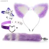 Mignon queue de renard Plug Anal oreilles de chat bandeaux ensemble jeux pour adultes pince à mamelon cou collier érotique Cosplay Sex Toys pour femmes XN0249 L230518