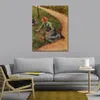 Hand Painted Impressionist Landscape Canvas Art Peasant Trimming The Lawn Camille Pissarro Painting Modern Restaurant Decor