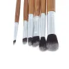 11 stks Bamboe Handvat Borstel Set Jute Canvas Tas Beauty tool multifunctionele draagbare Synthetische Make-up Kwasten