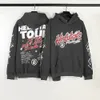 Hellstar masculino vintage angustiado chama graffiti impressão solta hoodie high street moda casal pulôver 214