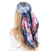 Sarongs Zijde Hoofdhaar Sjaal Vrouwen Zomer Mode Mooie Bloemen 9090 cm Foulard Femme Satijn Vierkante Hoofddoek Hals Hoofddoek Sac 230605