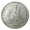 US 1870 P / CC seduto Liberty Quater Dollar Copia moneta placcata argento