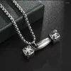 Pendant Necklaces Fashion Trend Stainless Steel Dumbbell Ends Necklace Cross Sports Jewelry Gift For Men And Women