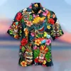 Heren Casual Shirts 2023 Zomer Losse Ademende 3d Print Trendy Cool Mode Hawaiian Beach Party Tops Korte Mouwen Heren 6XL