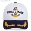 Kaptan İlk Mate Cap Kostüm Donanma Deniz Amiral Şapka Denizci Tekne Çapa Çapa Snapback Hat Ayarlanabilir L230523