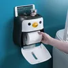 Houders pinguïn toiletpapier houder muur gemonteerd punch vrij waterdicht plastic tissue doos huis badkamer opslagrek creatief draagbaar