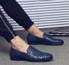 Vintage Design Men Woven Grain Leather Casual Driving Loafer Fashion Mens Flats Moccasins Man Slip-On Shoes Plus size
