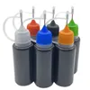 10pcs Pot 15ml Black PE Plastic Dropper Bottle Soft Empty Container With Screw Metal Needle Cap For Liquid Vial U556
