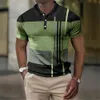 Heren Polo Hoge Kwaliteit Polo Shirt Strepen Korte Mouw T-shirts Casual Business Knop Tops Tees Zomer Kleding Voor Jongens 230607