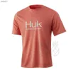 HUK UV半袖釣りシャツの男性サマーフィッシングシャツupf50+サン保護Tシャツ釣り屋外ジャージーハイキングスポーツウェアL230520