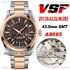 VSF V2 Aqua Terra 150m 43 5 mm GMT A8605 Automatyczne męskie oglądanie dwonostanowego różowego brązowego brązowego tarcza ze stali nierdzewnej 231 20 43 22 0355G