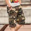 Mens Pants 2023 Summer Mens Baggy Multi Pocket Military Shorts Hombre Cargo Loose Breeches Male Long Camouflage Bermuda Capris