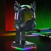 سماعات سلكية مع أزرار ميكروفون مرنة عصابة رأس RGB للتحكم في سماعات الألعاب للألعاب على حوسبة أجهزة الكمبيوتر