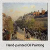 Impressionniste Toile Art Boulevard Montmartre Coucher De Soleil À La Main Camille Pissarro Peinture Paysage Oeuvre Salon Décor