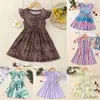 Robes de fille Summer Girl Robe Polyester Léopard Fleur Impressions A-Link Sundress Infant Bébé Casual Volants Manches Princesse Jupe