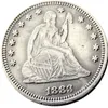 US 1883 Siedził Liberty Quater Dollar Silver Plated Copy Mone