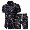 Mannen Shirts + Shorts Set Nieuwe Zomer Casual Gedrukt Hawaiian Shirt Korte Mannelijke Afdrukken Rokkostuum Sets Plus SizeM-4XL