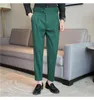 Pantalon homme vert noir blanc Style italien plissé hommes Naples taille haute pantalon jambe droite décontracté homme pantalon drapé et curling