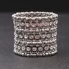 Kette Klassische Mode Luxus Armbänder für Frauen Breite Retro Punk Kristall Einziehbare Gewebte Perlen Armband 230606