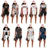 Summer Sports Tracksuits Women Fashion Pattern Printed Split Short Sleeved T-Shirt Desinger 2 Piece Set Shorts Outfits