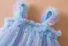 Robes pour filles Vêtements pour bébés filles Suspendes Toddler Kids Summer Sequin Princess Dress Solid Cute Mesh for 1-5 Casual Wear R230607