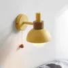 Applique murale nordique bois LED avec interrupteur E27 Macarons lumière pour chambre à côté salon décoration de la maison luminaires