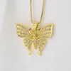 Hänghalsband lyxiga eleganta europeiska och amerikanska glänsande zirkonfjärilarhalsband för kvinnor flicka mode trendiga smycken grossist