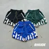 Designer Court Mode Vêtements de loisirs Shorts de plage en conserve Rhude 23fw High Street Industrie lourde Épissé Couple tissé Lâche Capris Joggers Sportswear Outdo