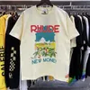 23SS Rhude Letras Estampadas Castle Coconut Tree T-Shirt Women Men High Quality Oversized T Top Tees Best Quality L230520