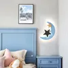 Vägglampa Plantskola Star Moon Sconce Barn Barnbelysning LED Gångstudie Sängbord Kreativa inomhusarmaturer