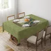 Table Cloth American Retro Green Tablecloth Geometric Printing Coffee Decoration Outdoor Picnic Round