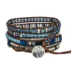 Chaîne Hommes et Femmes 4mm Perle Bleu Réglable Cristal De Bohème Guérison Wrap Déclaration Perle Bracelet 230606