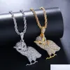 Pendant Necklaces New Fashion Hip Hop Fl Diamond Iced Out Gold Sier Owal Necklace Rapper Animal Jewelry Lovers Gifts For Men Women D Dh1Tl