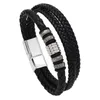 Charm Bracelets Style Hand-woven Multi-layer Combination Accessory Aço Inoxidável Men's Leather Bracelet Fashion Man Jewelry Wholesale