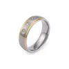 Bagues de grappe Mariage en or blanc et jaune Bandes de diamants uniques Bijoux en acier inoxydable Alliance d'amant de promesse de mariage pour couple