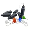 10pcs Pot 15ml Black PE Plastic Dropper Bottle Soft Empty Container With Screw Metal Needle Cap For Liquid Vial U556