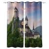 Rideau slovaquie château au coucher du soleil Oravsky Hrad fenêtre maison salon décoratif Textile décoration chambre rideaux