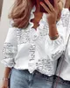 Dames Blouses Blouse Dames Lange Mouwen Ruffle Shirt Mouw Blusa Mujer Casual Jas Blusas Elegantes De 2023 5XL Blouse#