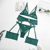 Roupa de banho feminina terno de três peças conjunto de roupa íntima feminina sexy de renda biquíni banho banho feminino lingerie transparente roupa de praia