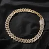 19 mm 18-24 cala bling lodowe ciężkie łańcuchy złota platowane cubic Miami Cuban Link Naszyjnik Bransoletka męska