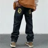 Мужские джинсы мода Ropa Dog Print Backgy Men Hip Hop Pants Y2K Одежда черная прямая роскошная джинсовая брюки Pantalon Homme 230606